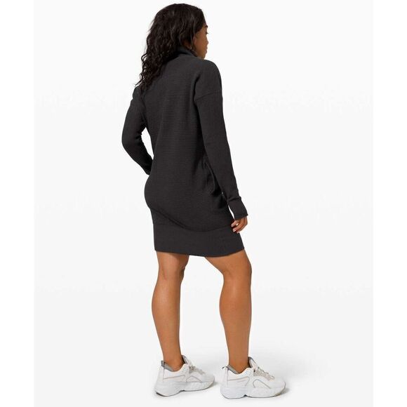 Lululemon Athletica Size 4 Black Call for Cozy Dress Orig. MSRP $168 Ribbed - Picture 2 of 9